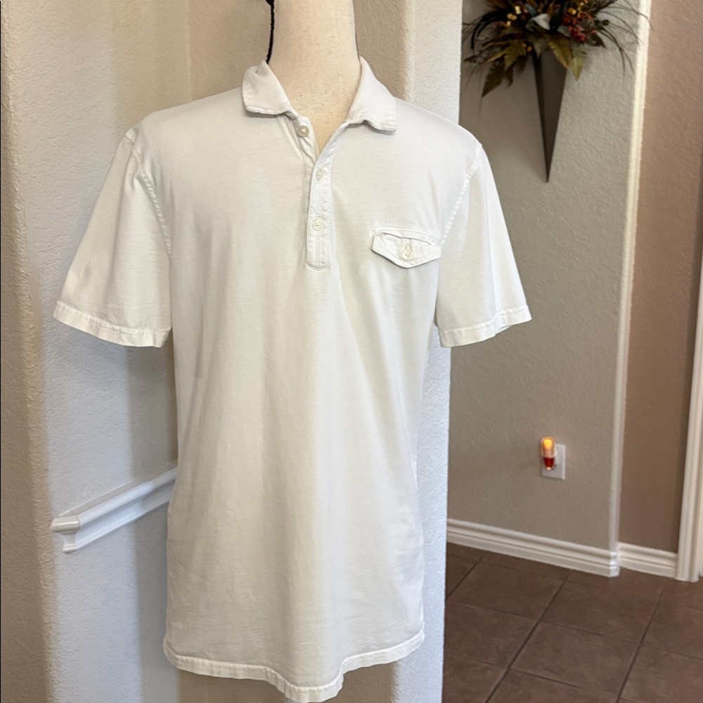 Structure, white short sleeve cotton polo shirt, Size M